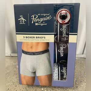 New in Box ORIGINAL PENGUIN Intimates 3 Pack Navy Boxer Brief Underwear size S